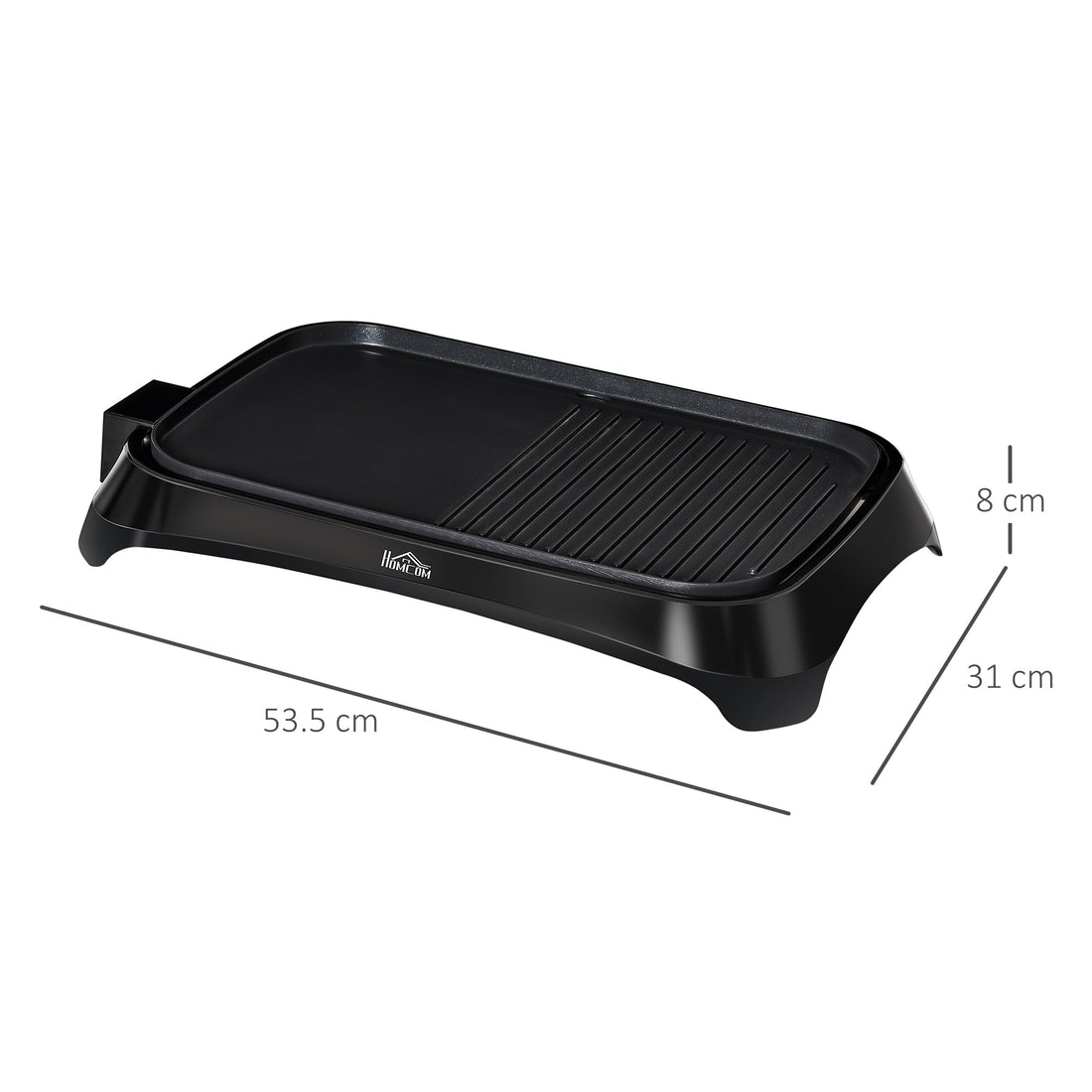 Teppanyaki Grill, 1600W Non Stick Table Top Grill, Barbecue Hot Plate with Adjustable Temperature and Drip Tray