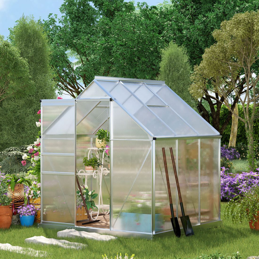 190 x 190cm Walk-In Polycarbonate Greenhouse