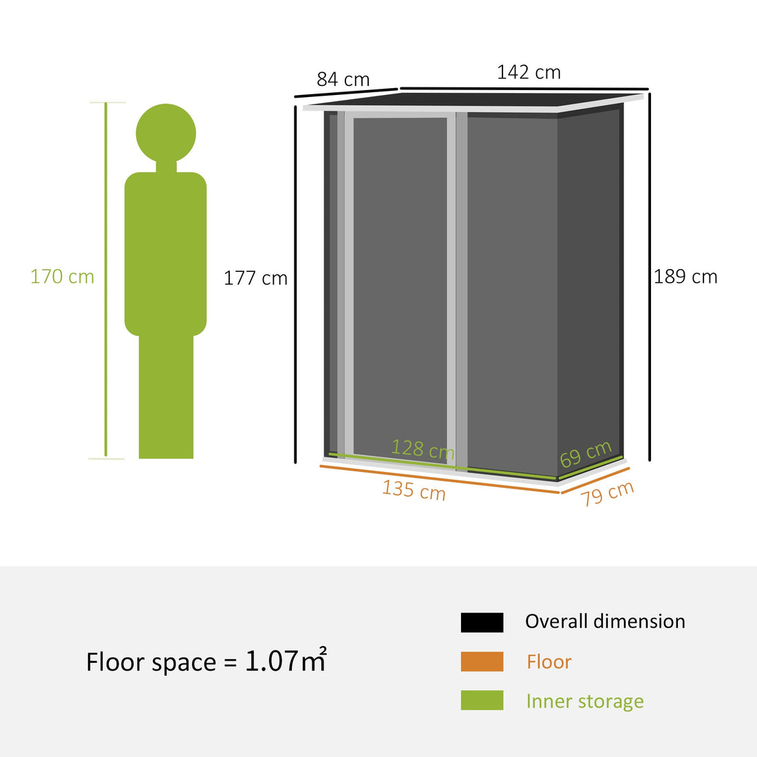 5ft x 3ft Metal Garden Storage Shed, Outdoor Tool Shed with Sloped Roof, Lockable Door for Tools, Equipment, Brown