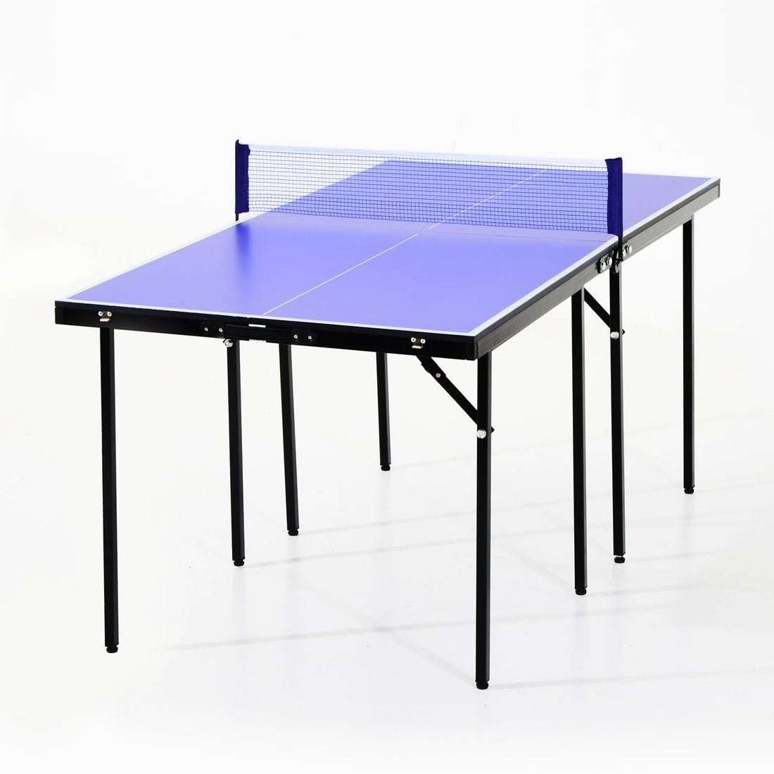 Folding 5ft Mini Compact Table Tennis Top Ping Pong Table Set Professional Net Games Sports Training Play Blue