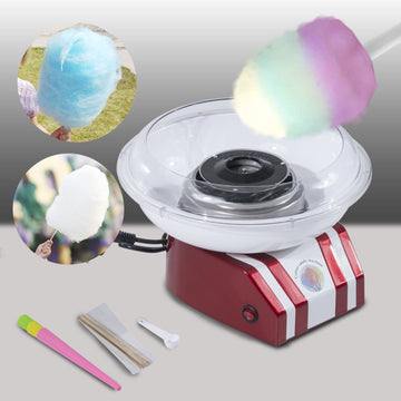 Professional Cotton Floss Machine with 10 Bamboo Sticks, Candy Floss Maker for Children, Adult Party and Birthday, Red