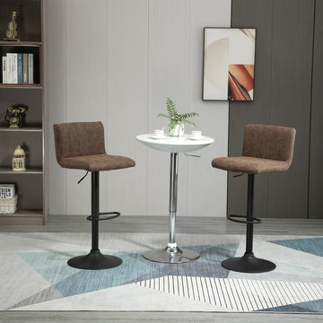 Adjustable Barstools Set of 2, Swivel Counter Bar Chairs, Bar Stools with Footrest, PU Leather, Gas Lift, Brown