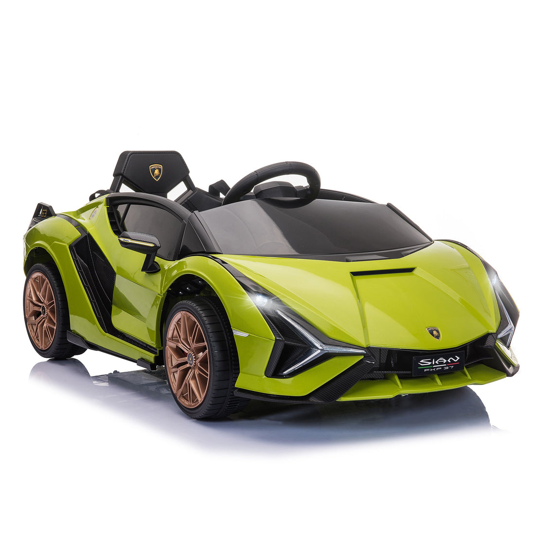 Lamborghini Sian Licensed 12V Kids Electric Ride On Car 2 Motors Toy Car with Remote Control Music Lights MP3 for 3-5 Years Green