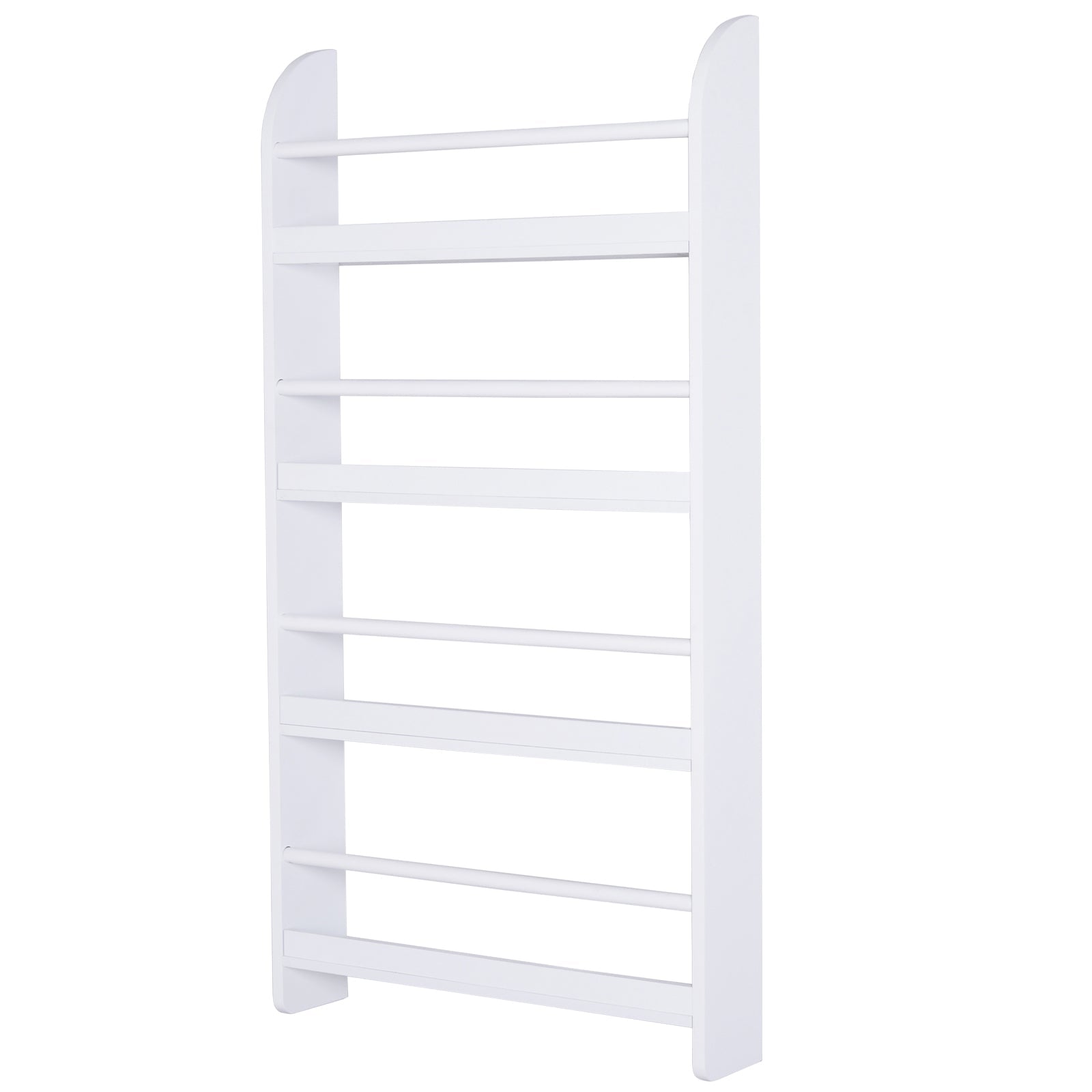 Hanging Wall File Holder, 4 Tier Desk Tidy Organiser, Paper Document Magazine Storage Rack with Wooden Baffles for Office Home, Accessories Supplies, White