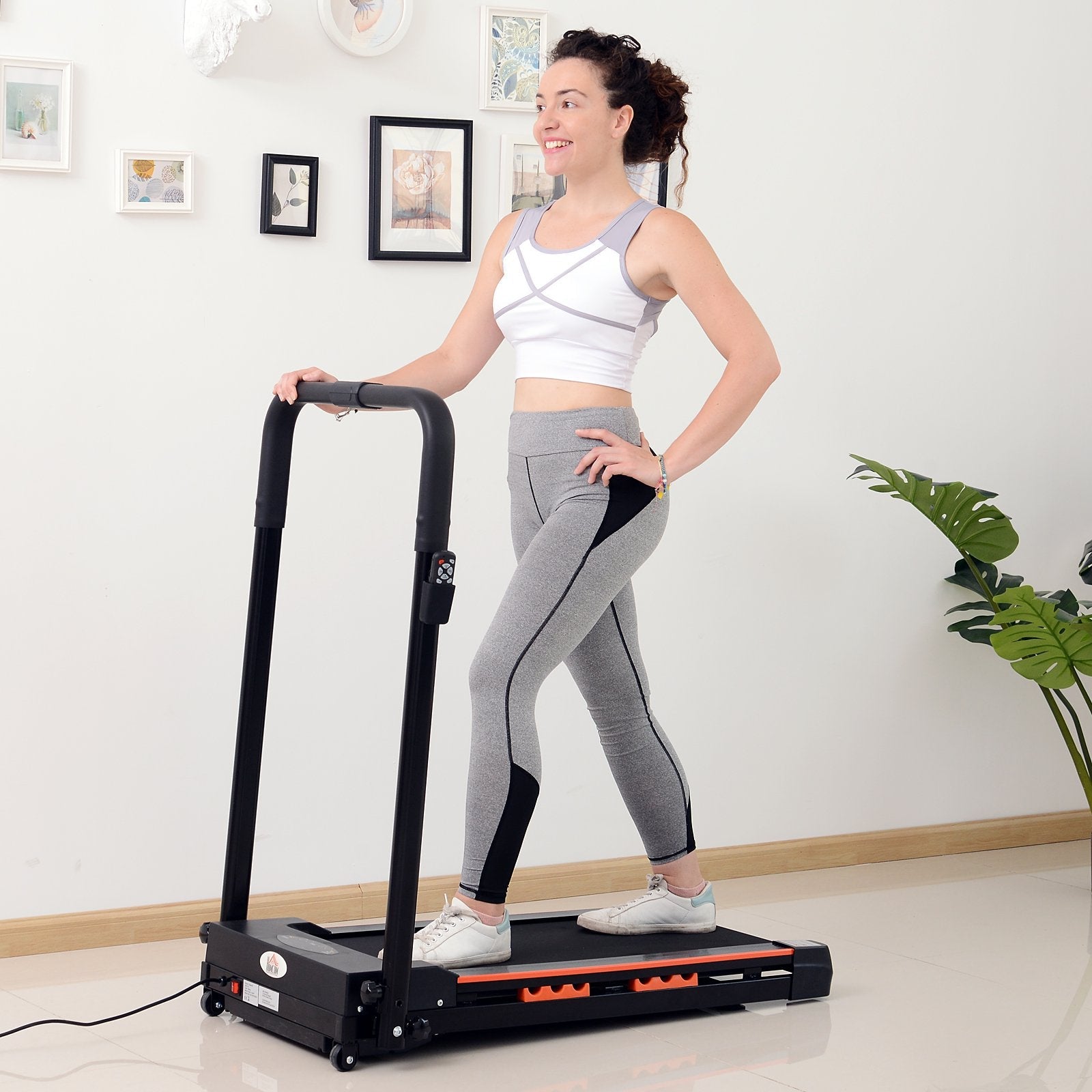 Steel Folding Motorized Home Treadmill w/ LCD Monitor Black
