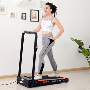 Steel Folding Motorized Home Treadmill w/ LCD Monitor Black