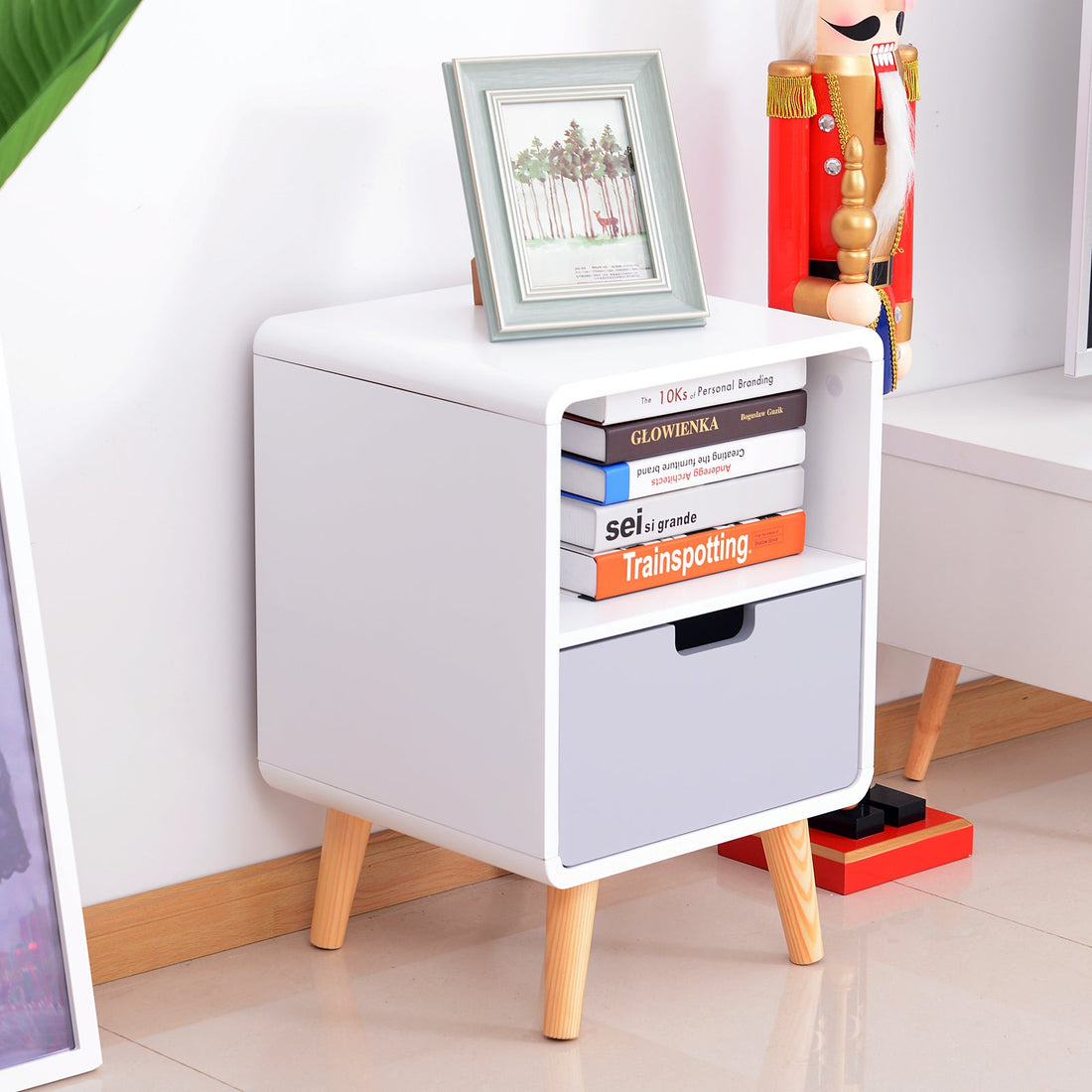 Wooden Bedside Table End Nightstand With Drawer Wood Lamp Desk Storage Unit Bedroom Scandinavian Nordic Style