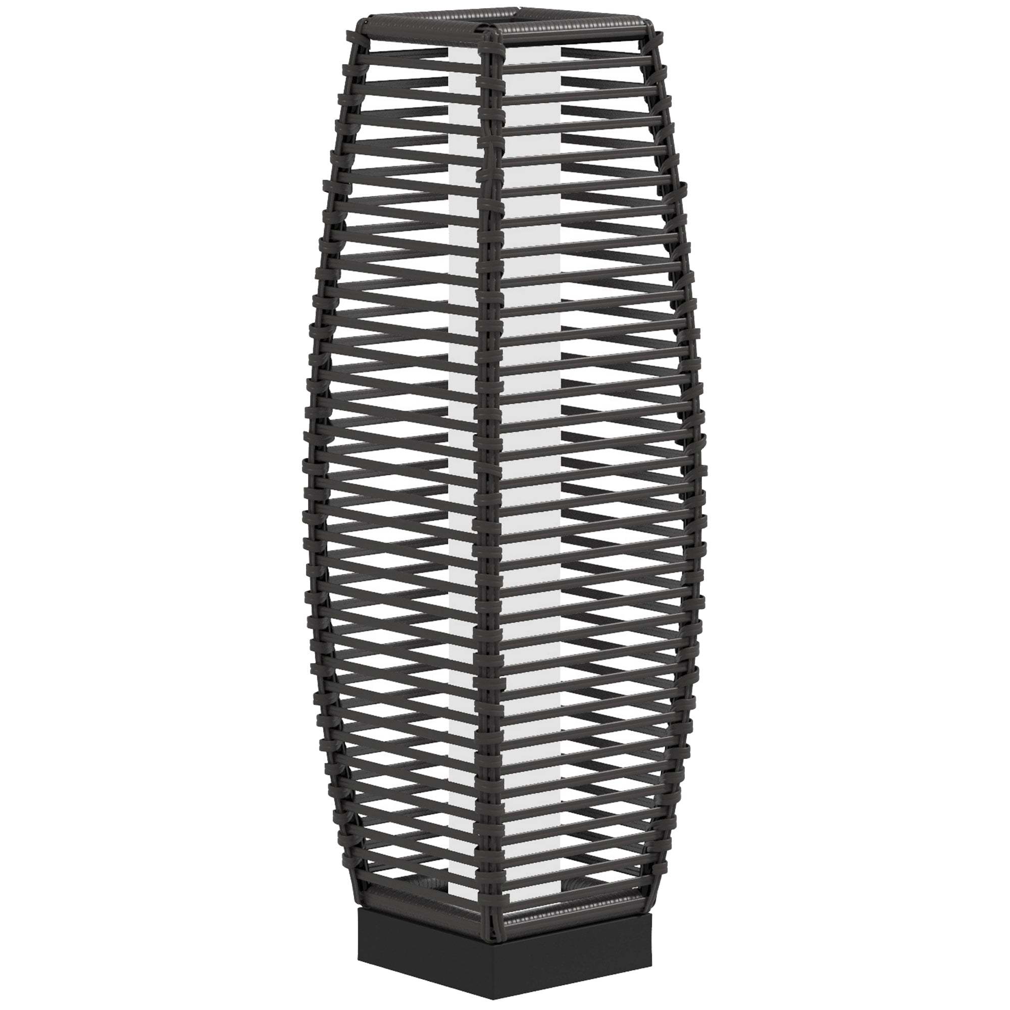 Rattan Solar Floor Lamp, 68cm Tall Outdoor Garden Lantern Pathway Light & Decorative Lighting with Auto On/Off LED Lights, IP44, for Porch, Yard, Courtyard, Deck, Grey