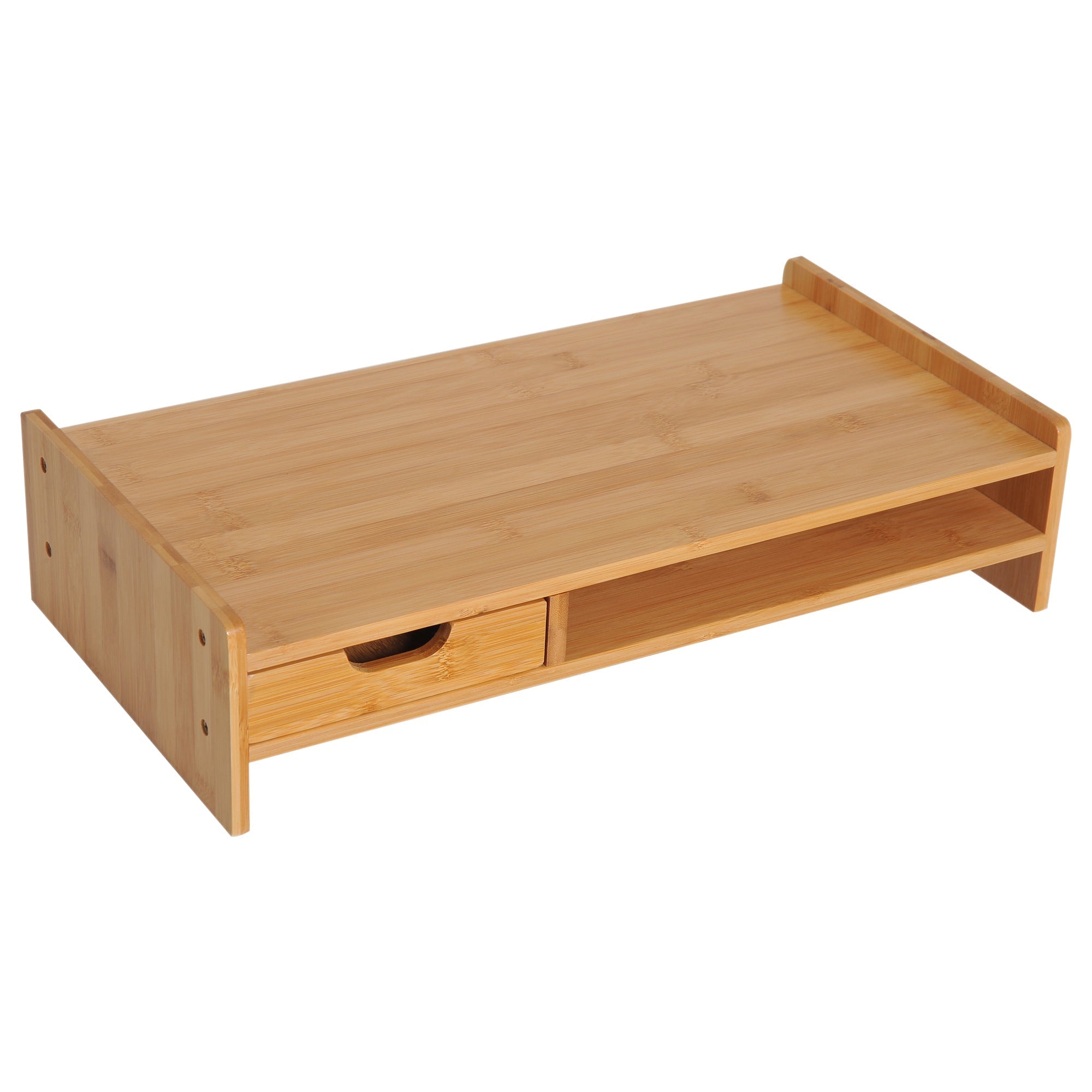 Monitor Riser Laptop PC Plinth Stand TV Computer Desktop Organiser W/ Drawer Bamboo