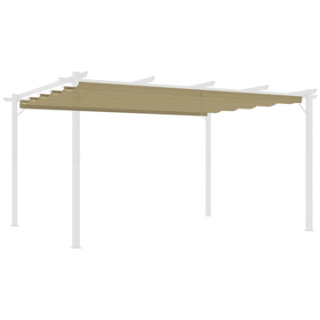 Retractable Pergola Shade Cover, Replacement Canopy for 4 x 3 (m) Pergola, Retractable Roof, Tan