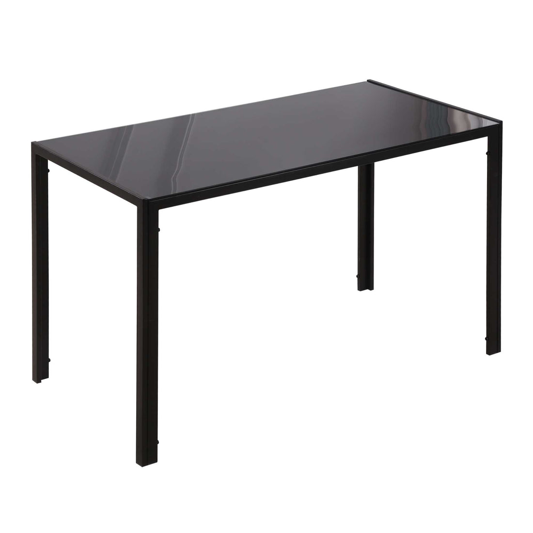 Modern Rectangular Dining Table for 4 People Glass Kitchen Table with Tempered Glass Top and Metal Legs for Dining Room, Living Room (Chairs Not Included)