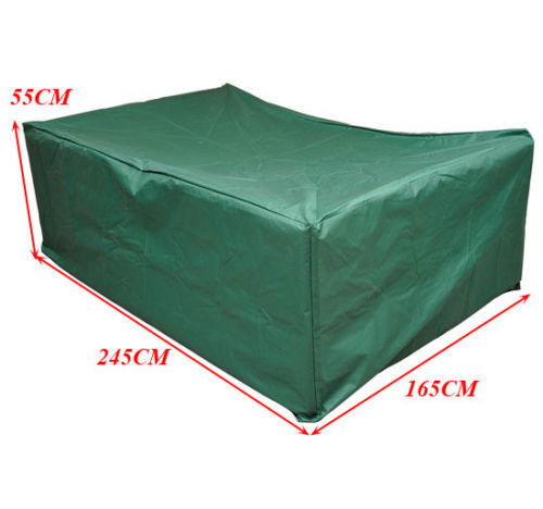 Outdoor Garden Furniture Cover Waterproof, Anti-UV 600D Heavy Duty Oxford Fabric Patio Furniture Cover for Rectangular Sofa Table Set, Green, 245 x 165 x 55 cm