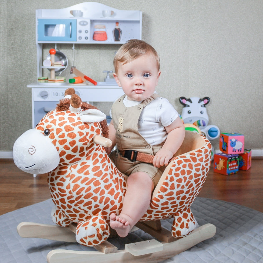 Children Kids Rocking Horse Toys Giraffe Seat Belt Toddlers Baby Toy Gift