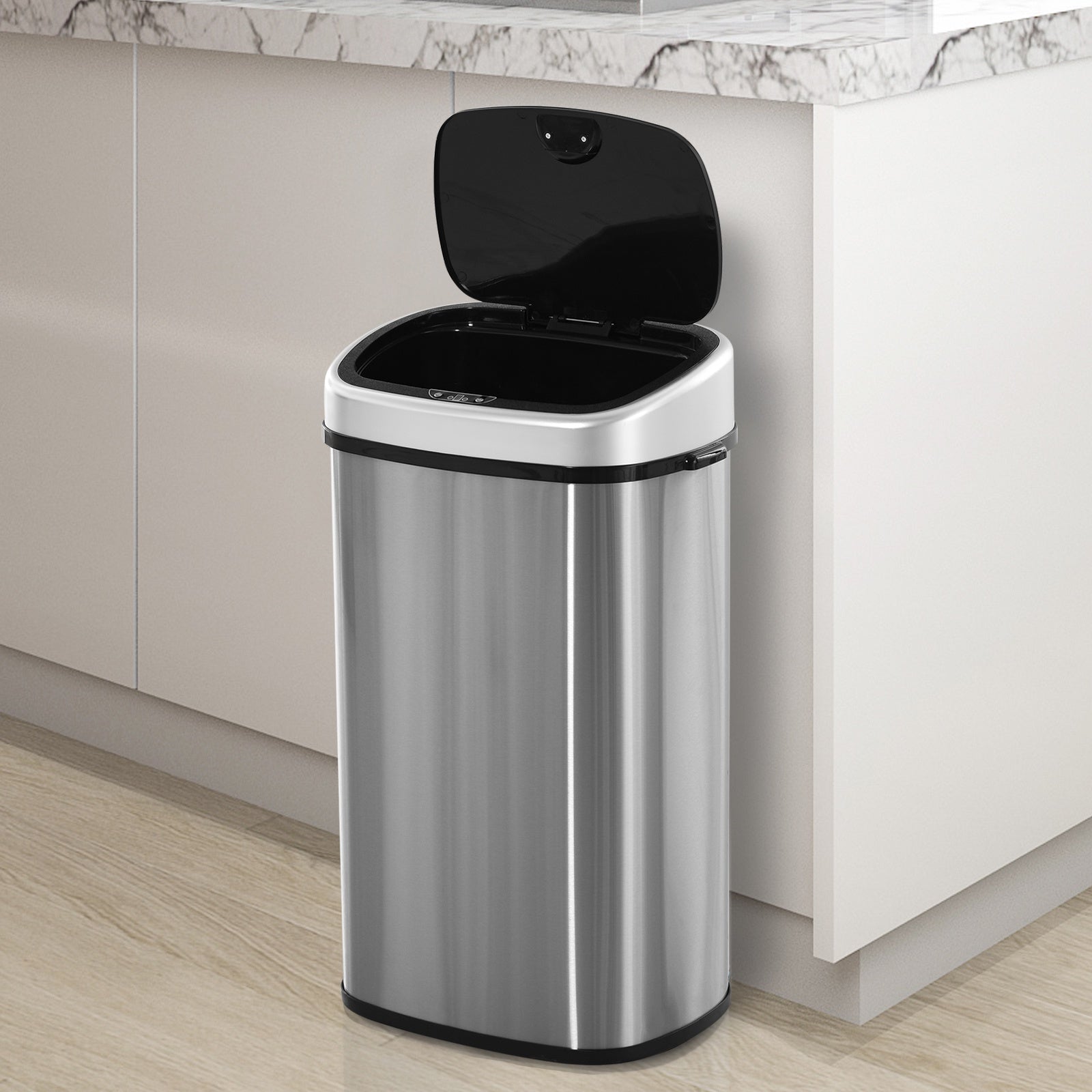 Stainless Steel Kitchen Sensor Dustbin Automatic Touchless Rubbish Garbage Waste Bin 58L Silver