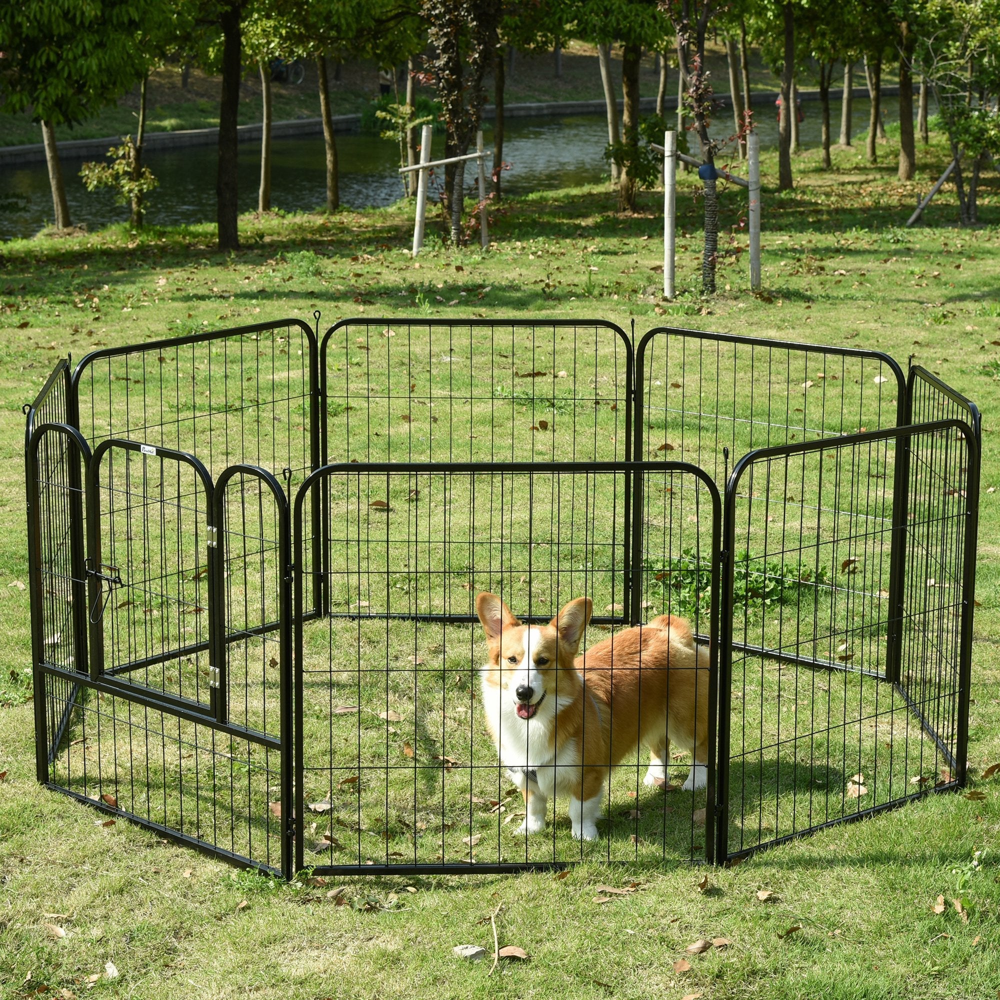 8 Panels Heavy Duty Puppy Playpen, for Large, Medium Dogs, Indoor and Outdoor Use - Black