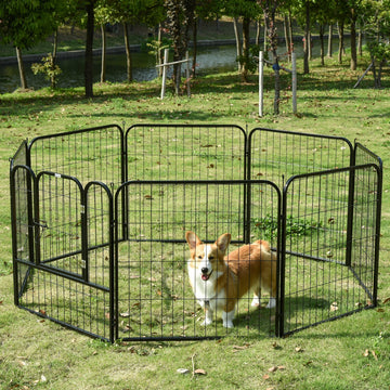 8 Panels Heavy Duty Puppy Playpen, for Large, Medium Dogs, Indoor and Outdoor Use - Black