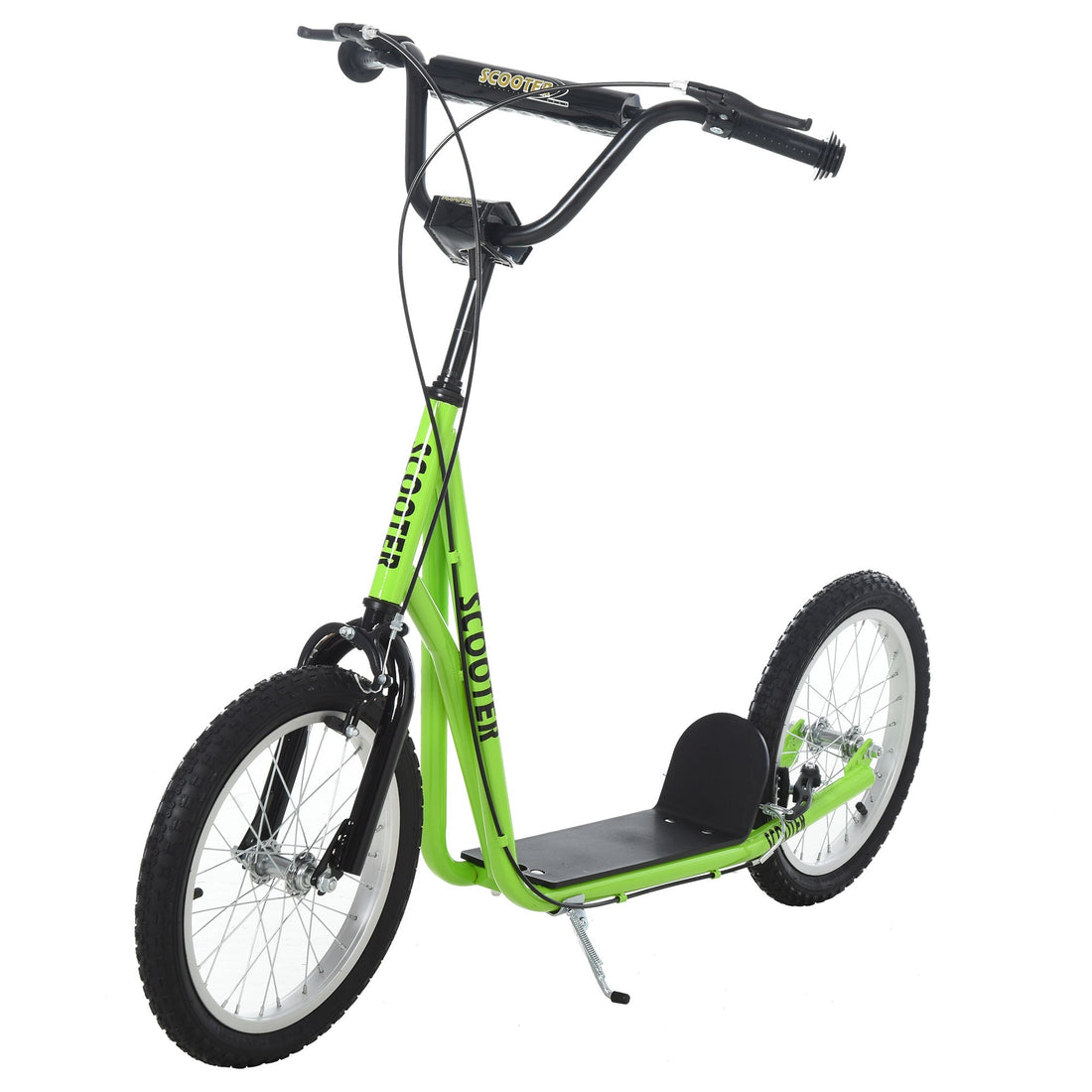Kick Scooters for Kids with Adjustable Height, Anti-Slip Deck, Dual Brakes, Rubber Tyres, for Boys and Girls Aged 5+ Years Old - Green