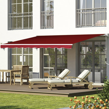 2.5m x 2m Garden Patio Manual Awning Canopy Sun Shade Shelter Retractable with Winding Handle Grey