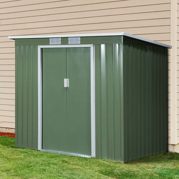 7 x 4ft Galvanised Steel Garden Shed, with Foundation Kit - Green