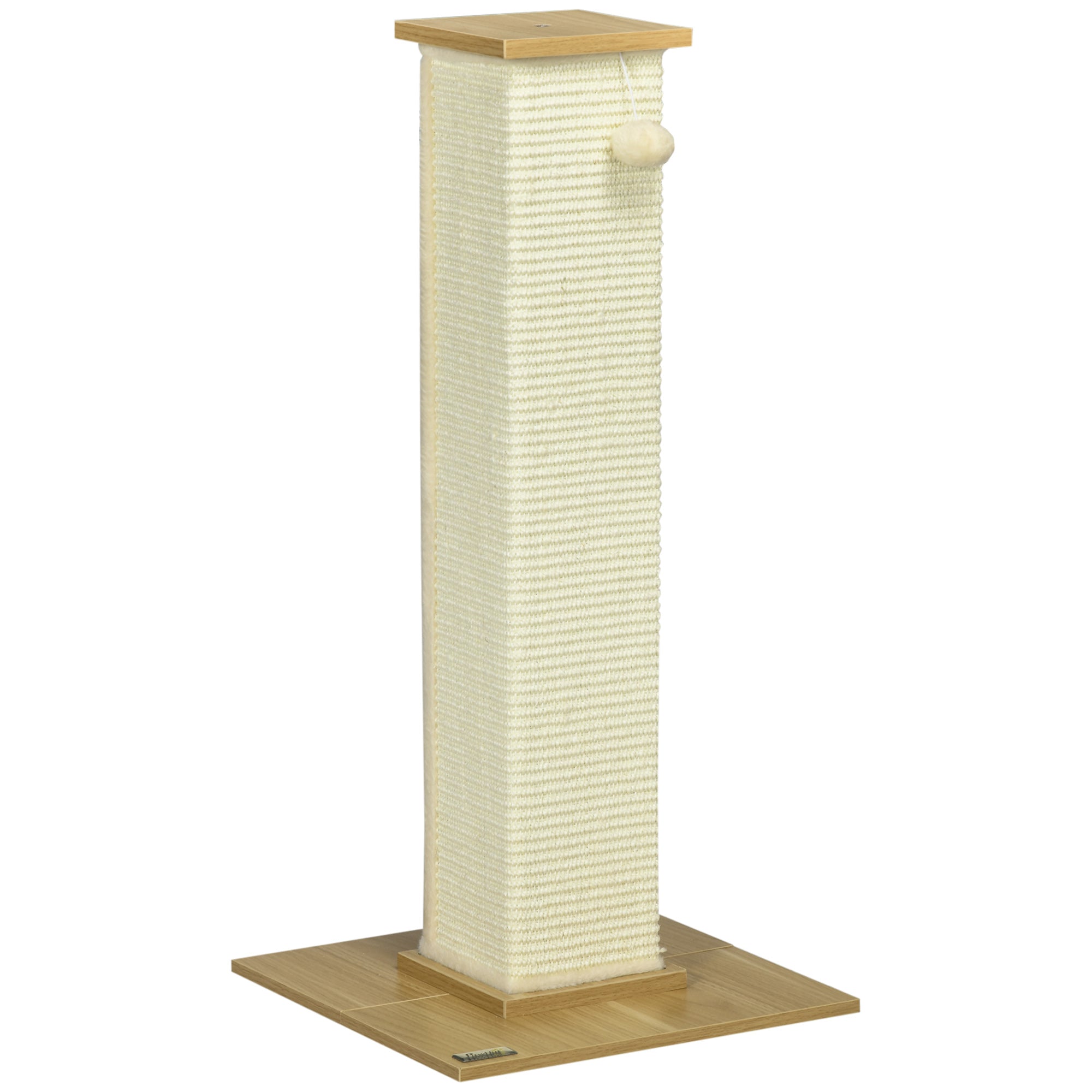 80cm Scratching Post, with Toy Ball, Sisal Rope - White