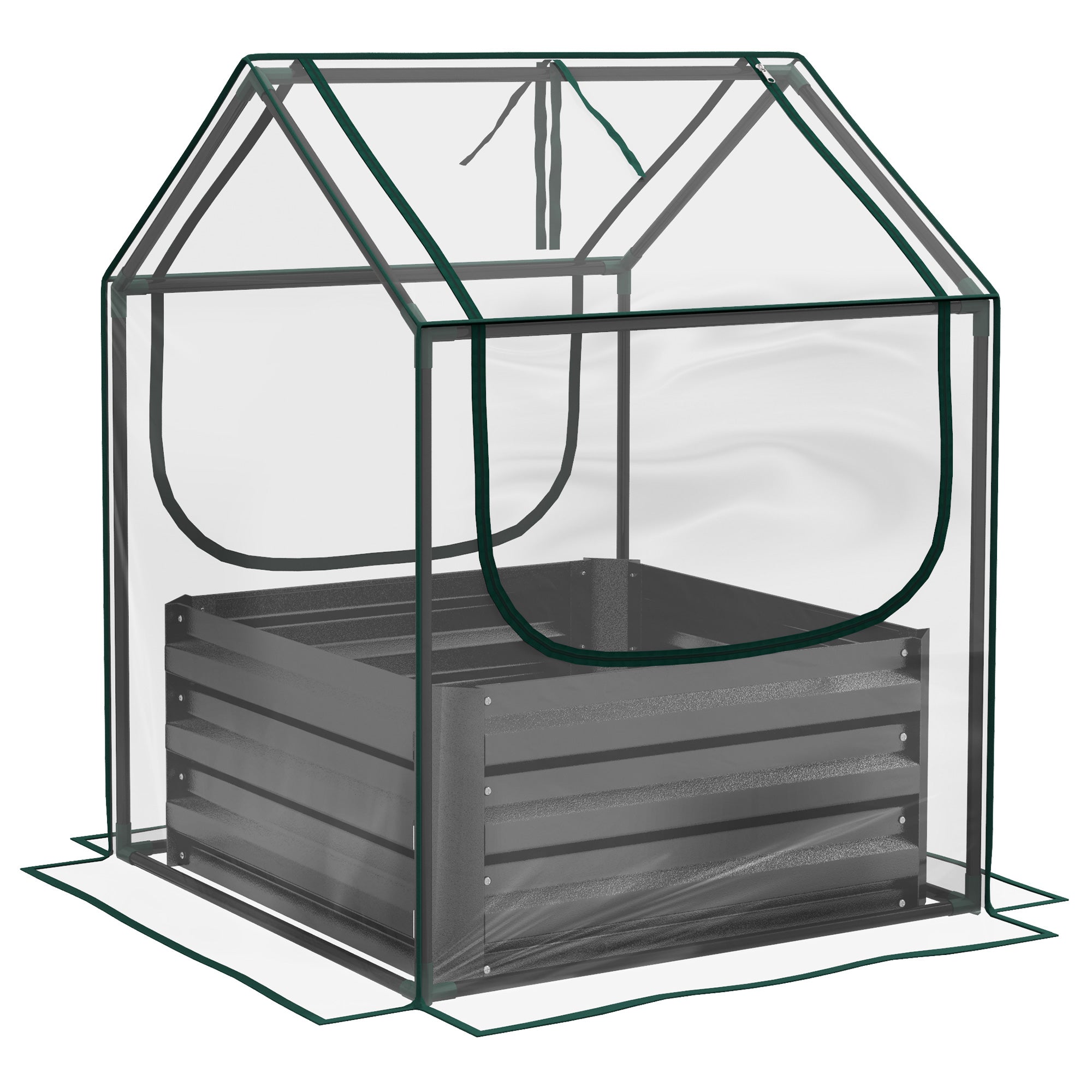 61 x 61cm Garden Planter Bed, with Cover - Grey