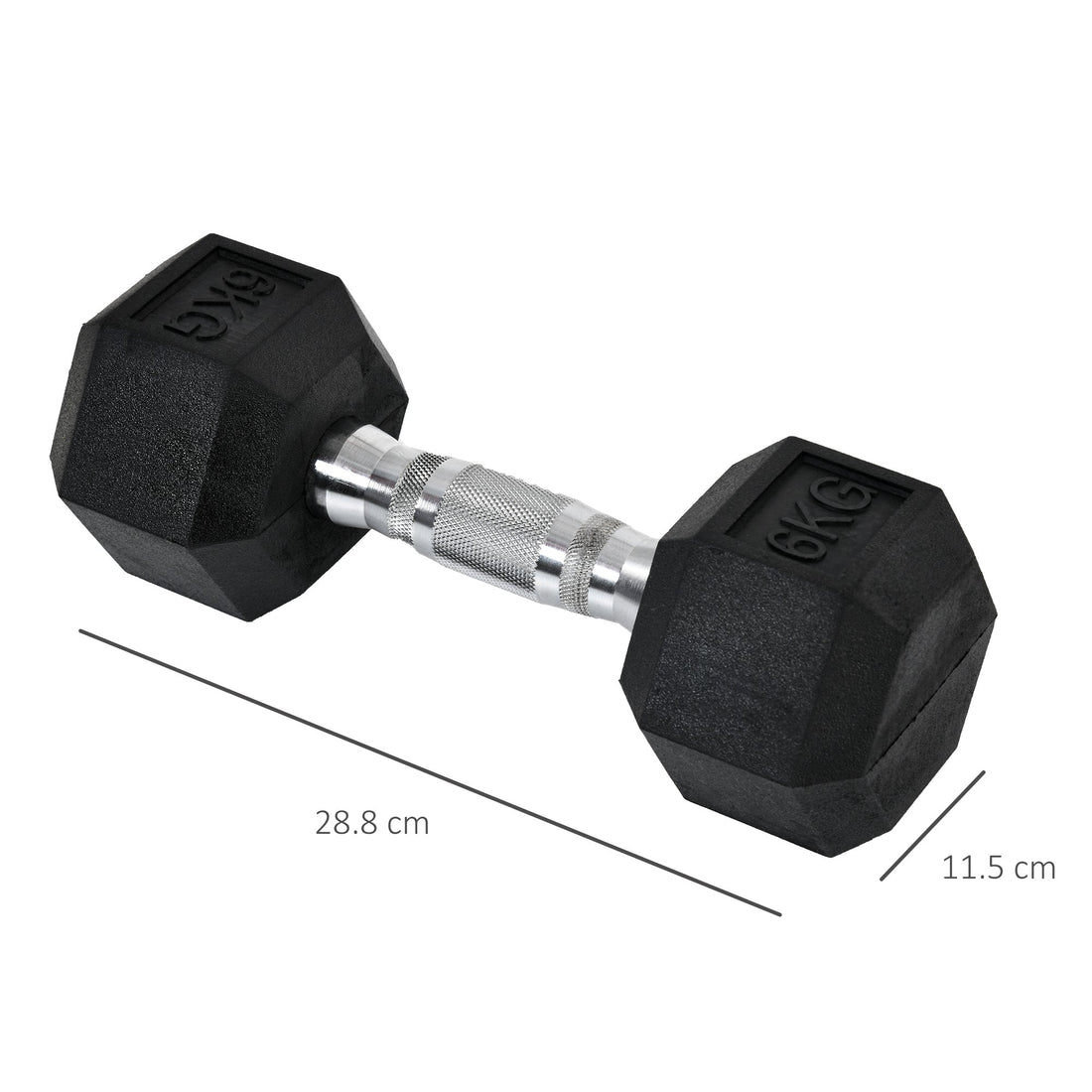 2x6kg Hex Dumbbells Set Rubber Dumbbells Weight Lifting Equipment Fitness Home Gym