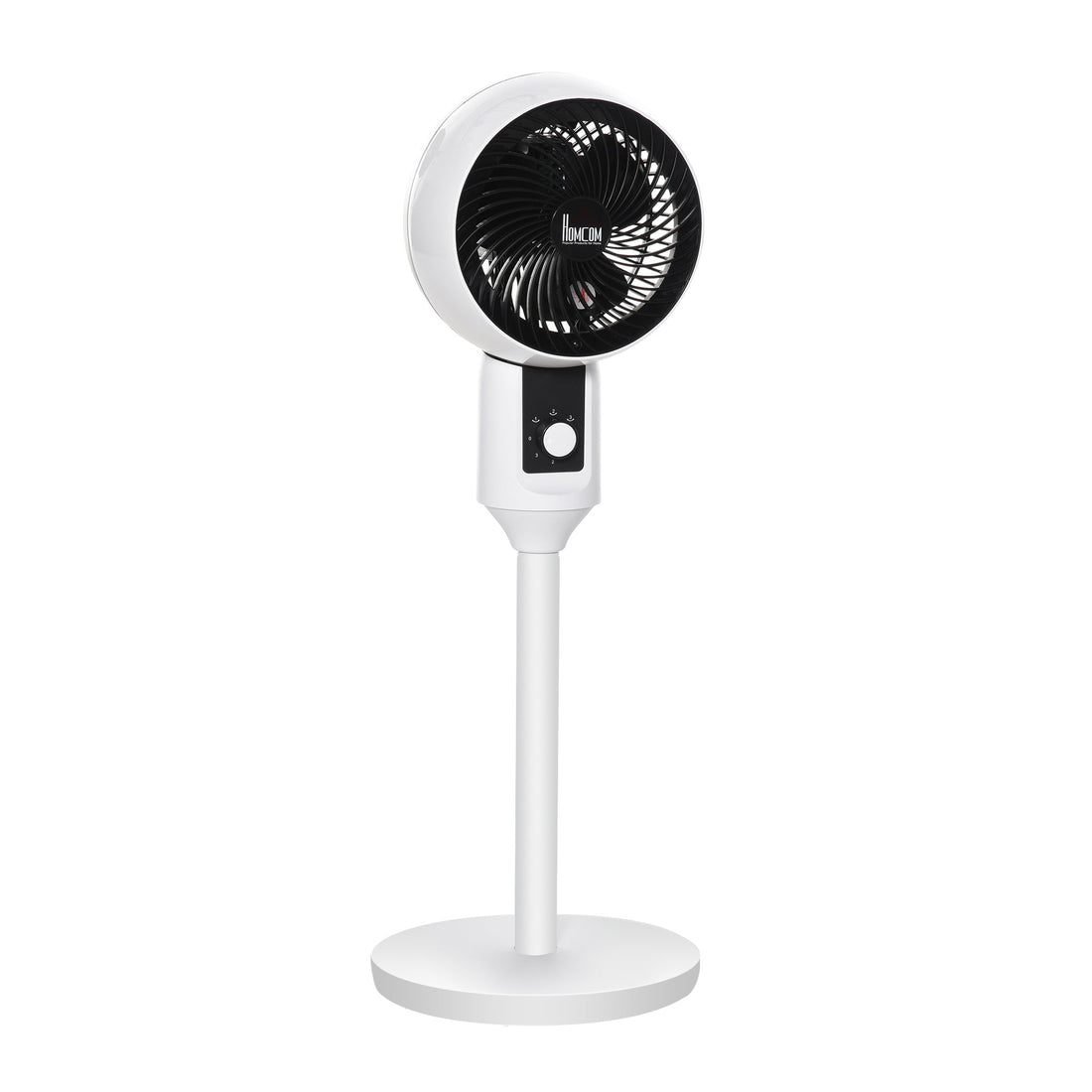 9'' Air Circulator Fan 3 Speed, 70° Oscillation 90° Vertical Tilt, Carry Handle, Pedestal Fan, Pedestal Fan for Living Room, Bedroom, Office, White and Black