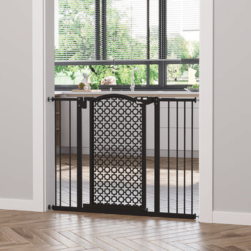 74-105cm Pet Safety Gate Stair Barrier, with Auto Close, Double Locking - Black