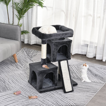 Cat Tree for Indoor Cats 83cm Cat Scratching Post Scratch Board Kitten Tower Climbing Frame Black