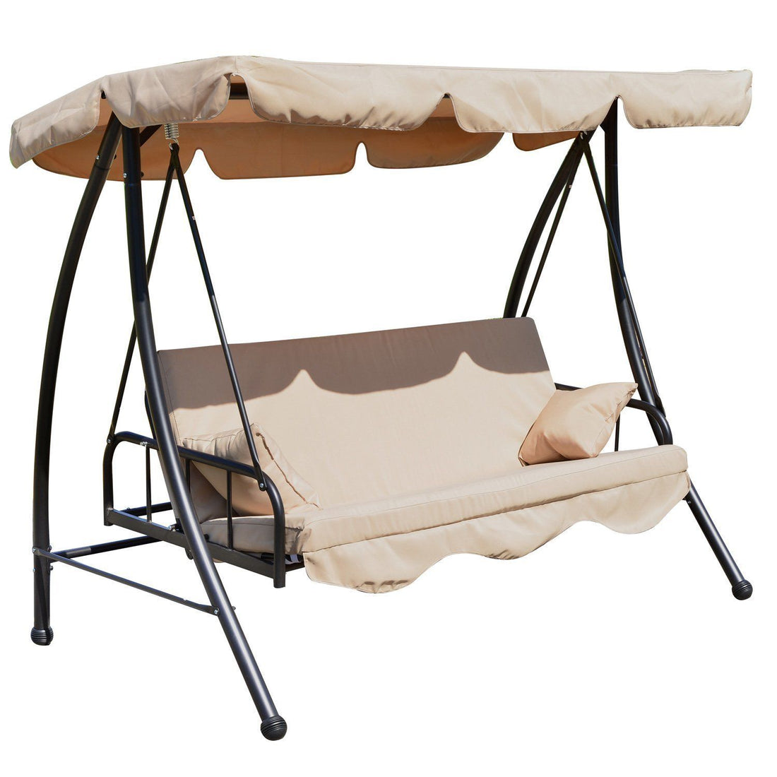 3-Seater Swing Chair, Steel, Polyester-Beige