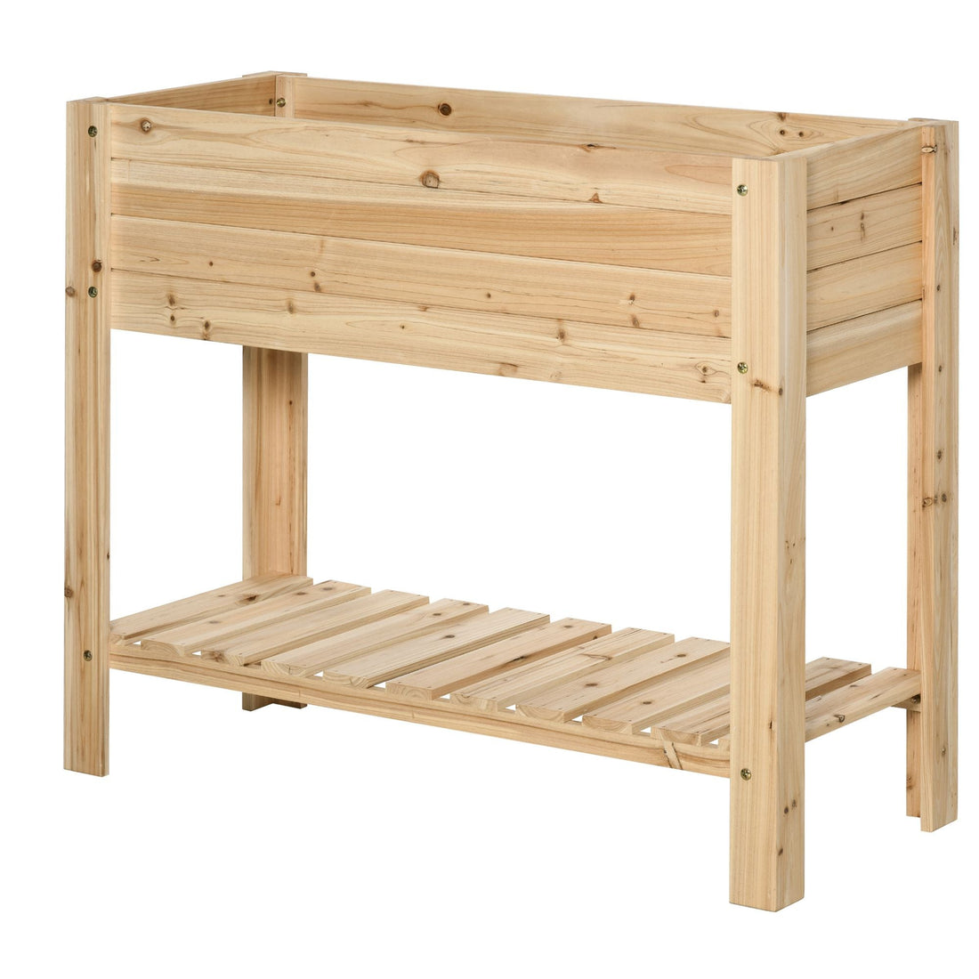 Wooden Raised Plant Stand Outdoor Flower Bed Box with Clapboard 100 x 40 x 84cm