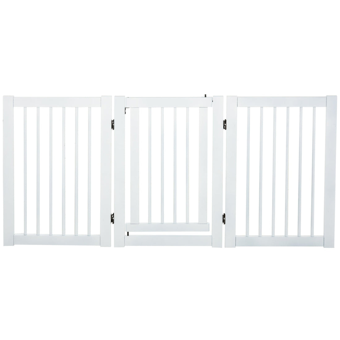Pet Gates MDF Freestanding Expandable Dog Gate Wood Doorway Pet Barrier Fence w/ Latched Door White