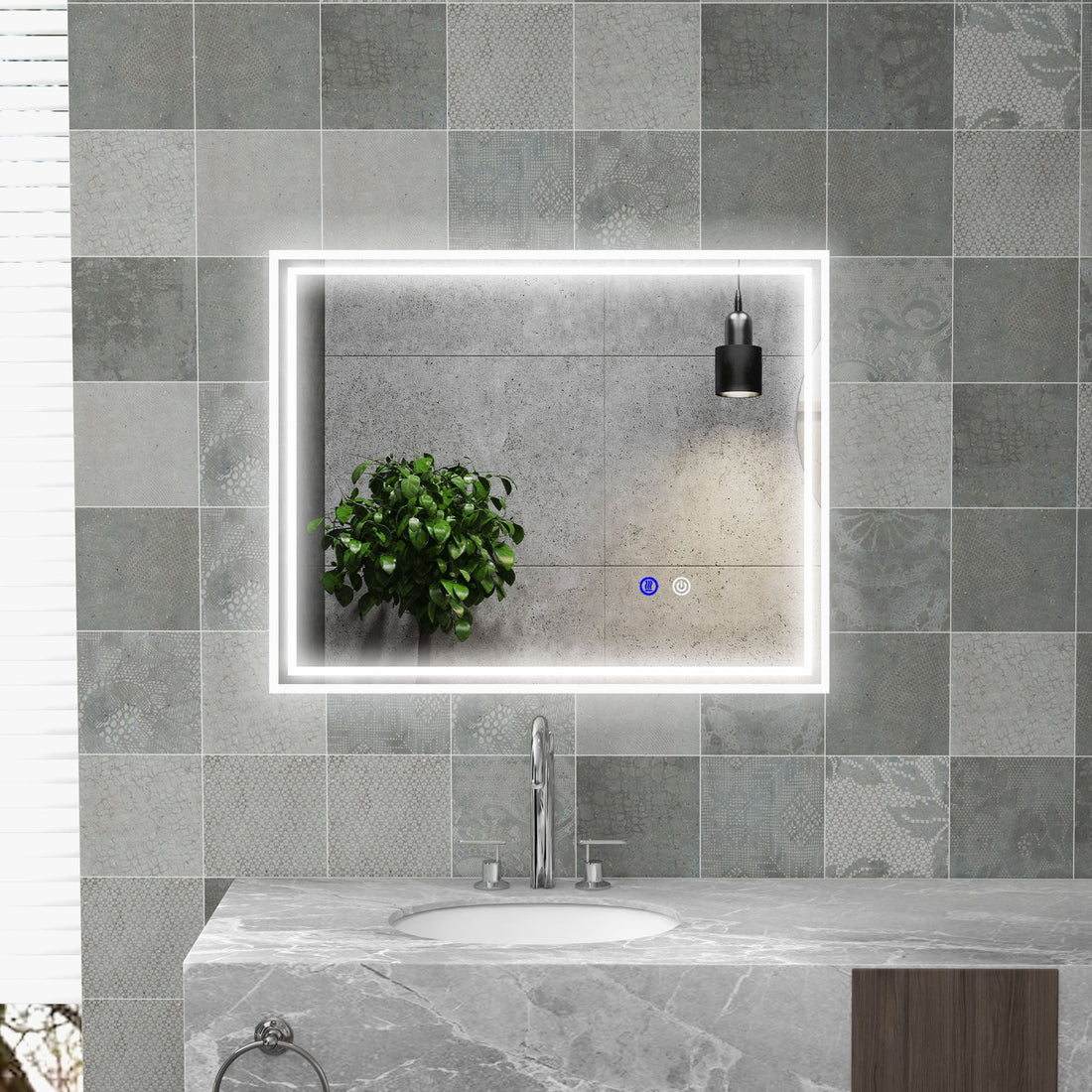 Large LED Bathroom Mirror, Illuminated Makeup Mirror, with 3 Colour, Smart Touch, Anti-Fog