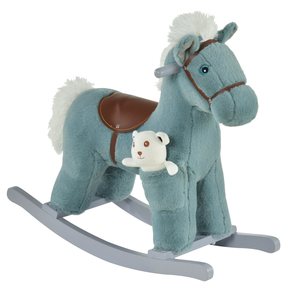 Kids Plush Ride-On Rocking Horse Toy Rocker with Plush Toy Realistic Sounds for Child 18-36 Months Pink