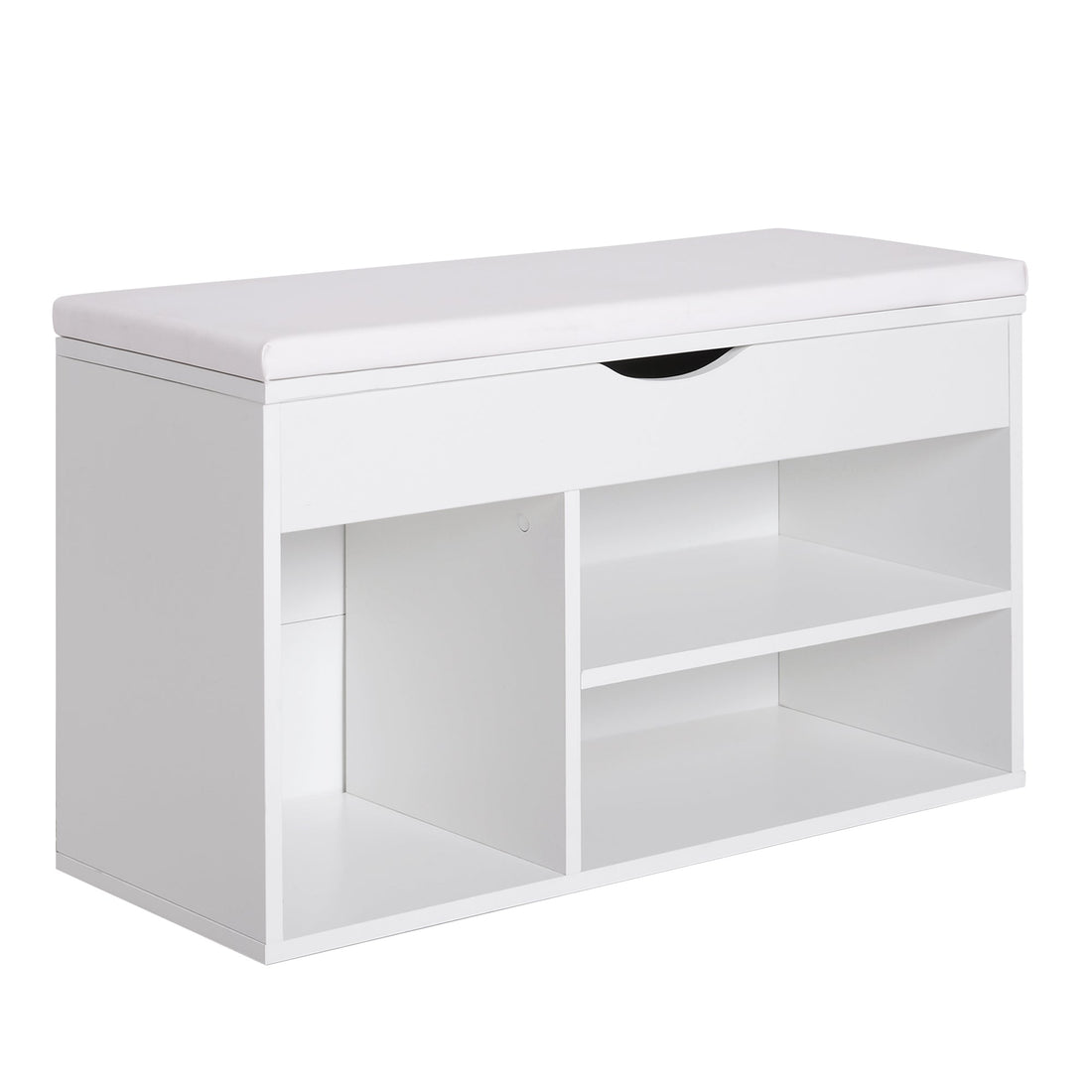 Wooden Shoes Cabinet Bench Hidden Storage Padded Seat Organiser Footwear Rack Hallway White 80 x 30 x 47 cm