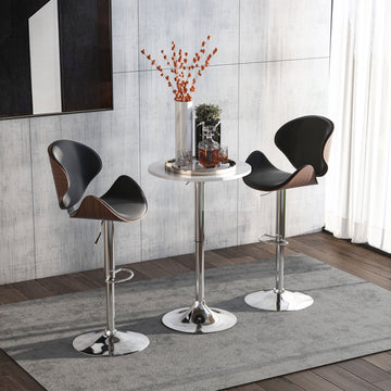 Bar Table Φ60cm Adjustable Height Round Bistro Table w/ Swivel Top Metal Frame Counter Surface Stylish Kitchen Conservatory White