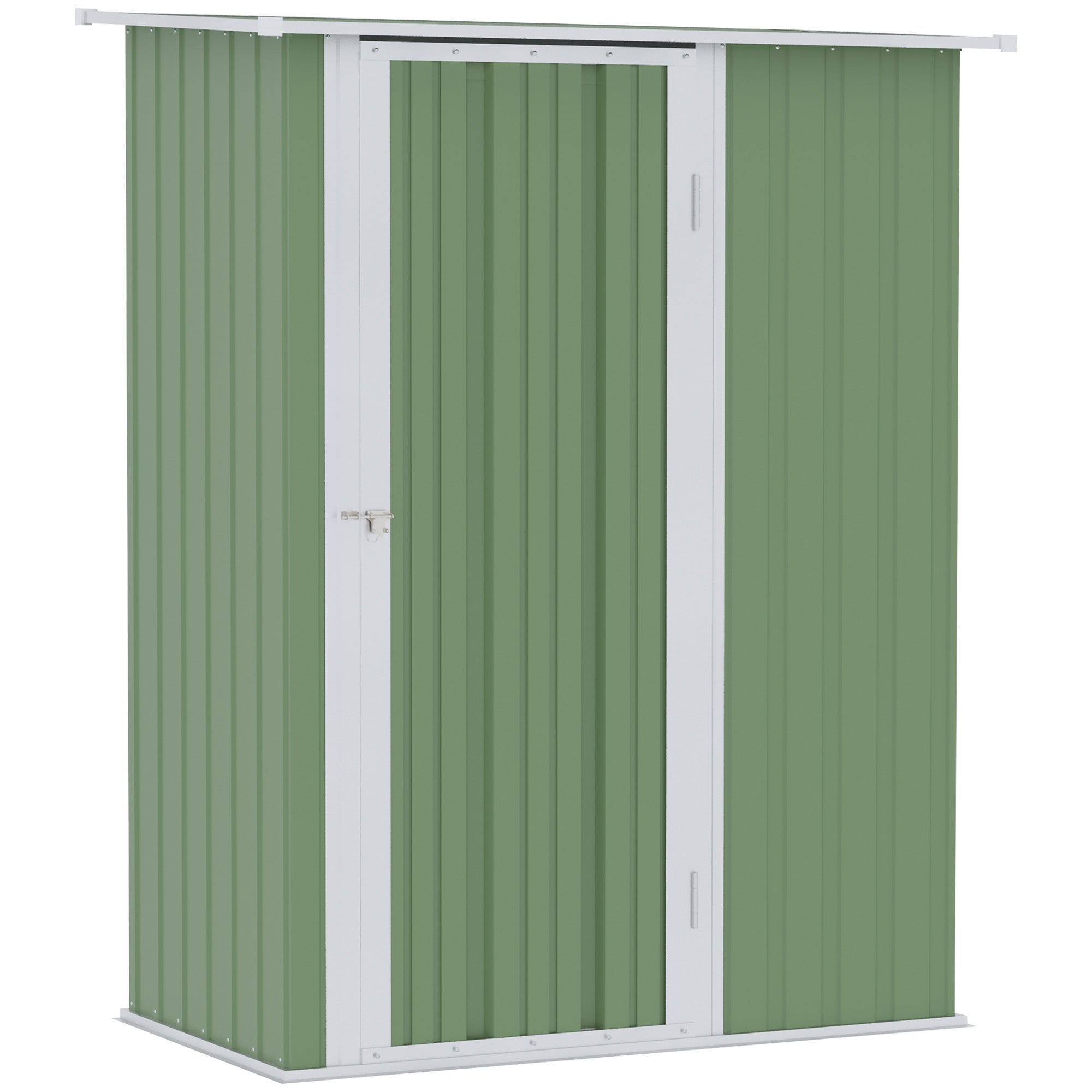 5ft x 3ft Metal Garden Storage Shed, Outdoor Tool Shed with Sloped Roof, Lockable Door for Tools, Equipment, Light Green