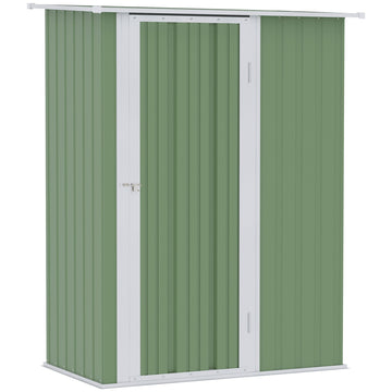 5ft x 3ft Metal Garden Storage Shed, Outdoor Tool Shed with Sloped Roof, Lockable Door for Tools, Equipment, Light Green