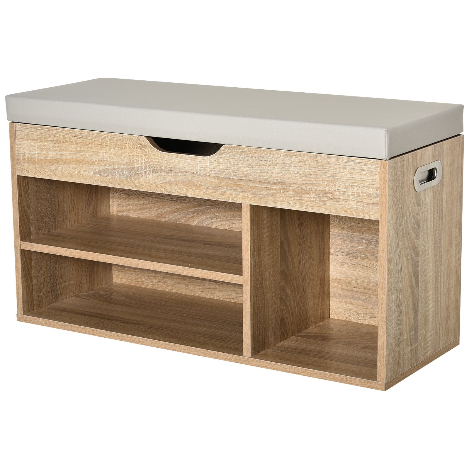 Shoes Cabinet Bench Hidden Storage Padded Seat Organiser Footwear Rack Hallway Oak Tone