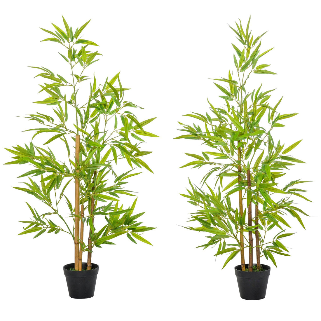 Set of 2 120cm/4FT Artificial Bamboo Trees Decorative Plant w/ Heavy Pot Indoor Outdoor Style Home Office Greenery Decoration