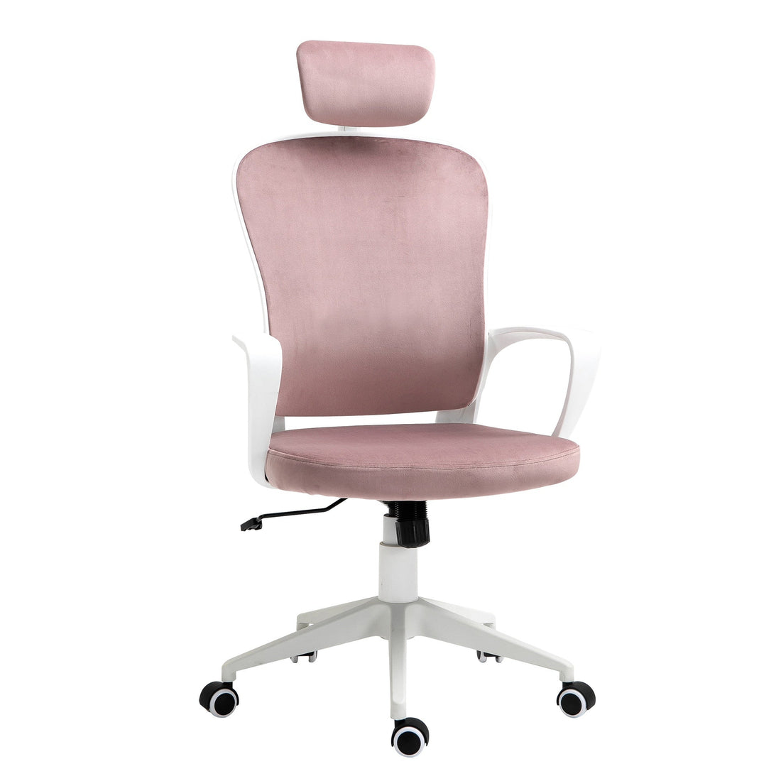 Office Chair, Ergonomic Desk Chair, High Back Velvet Fabric Computer Chair with Adjustable & Liftable Headrest for Home, Pink