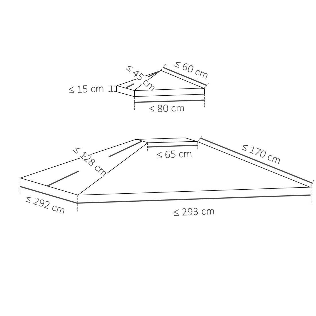3x3(m) Replacement Gazebo Canopy, Double Tier Roof Top for Garden, Patio, Outdoor, Beige (TOP ONLY)