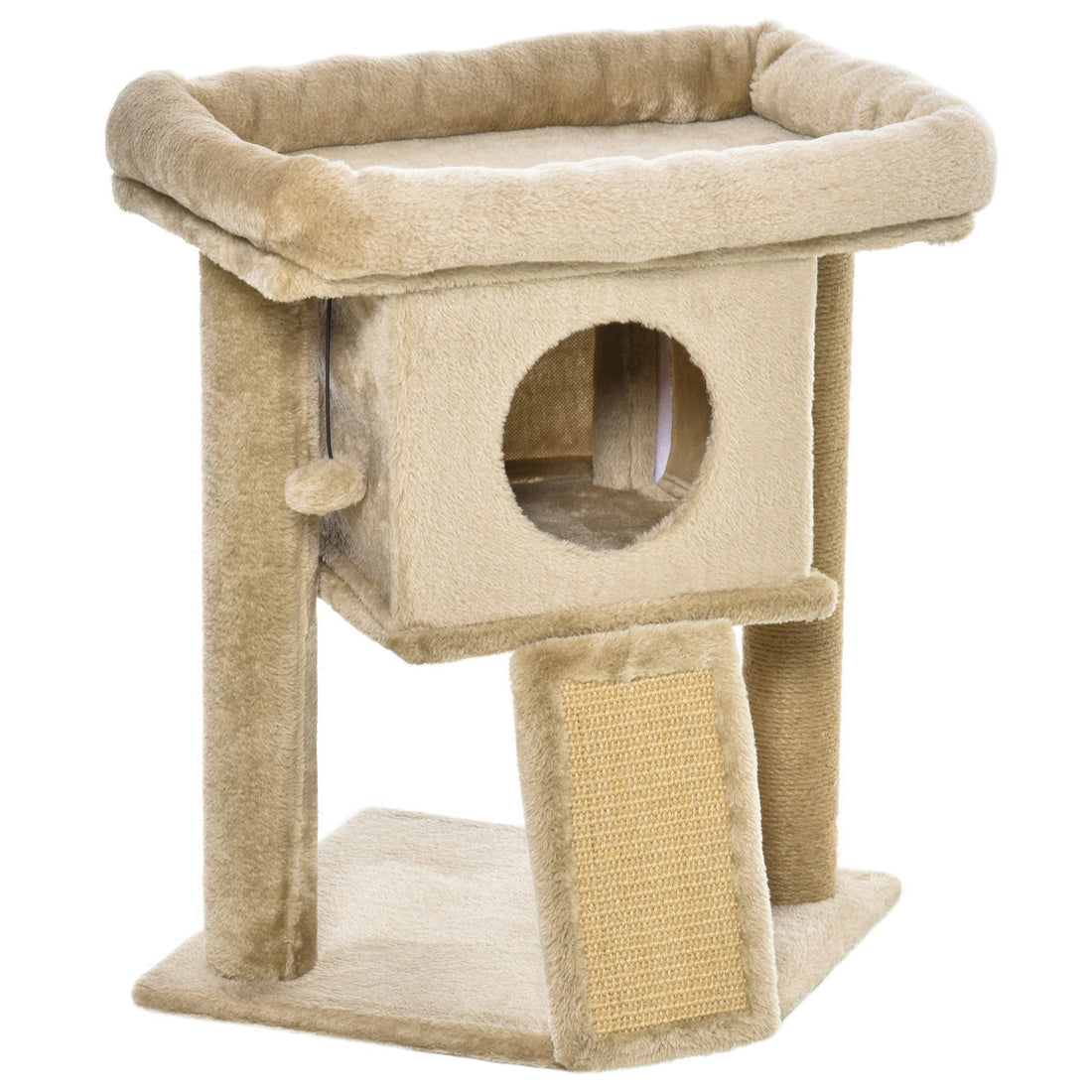 Cat Tree Tower for Indoor Cats Cat Scratching Post Climbing Activity Centre w/Jute Scratching Pad, Toy Ball, Cat House - Coffee