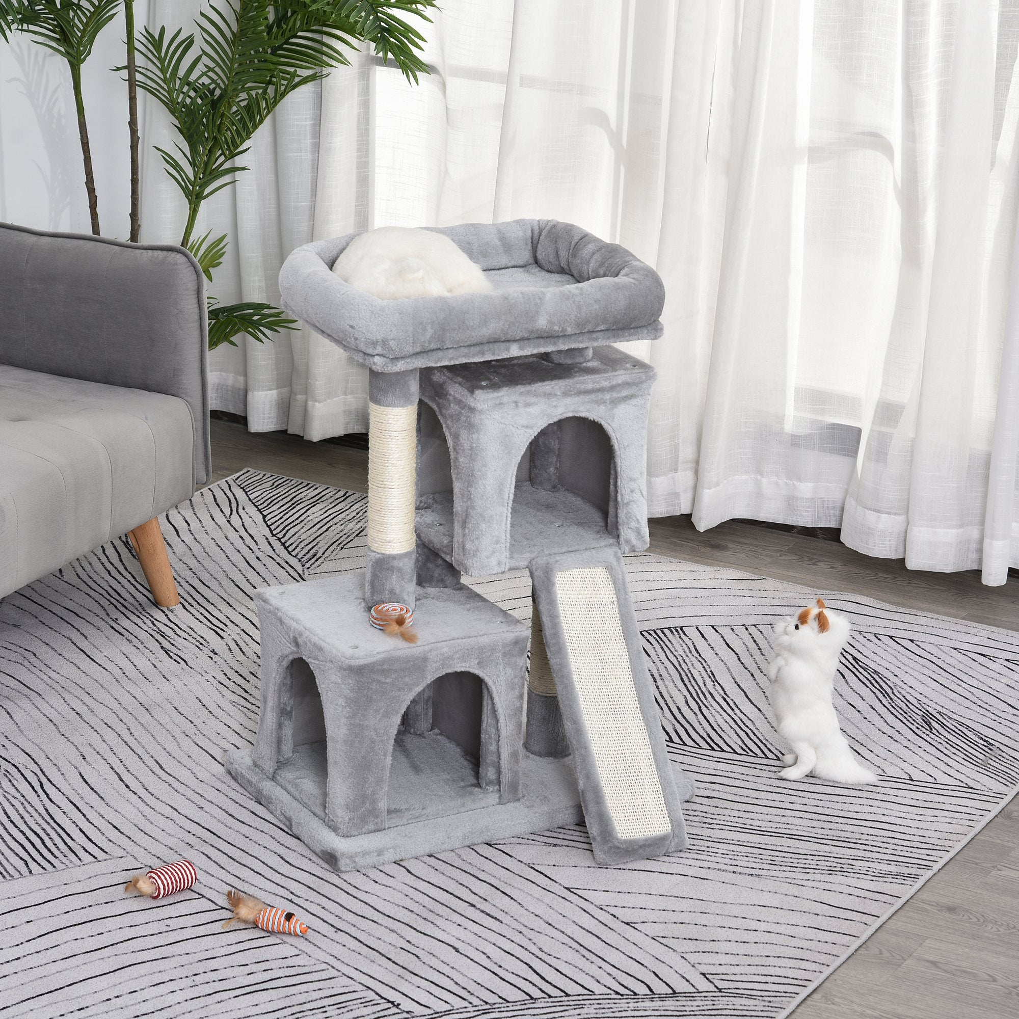 Cat Tree for Indoor Cats 83cm Cat Scratching Post Scratch Board Kitten Tower Climbing Frame Grey