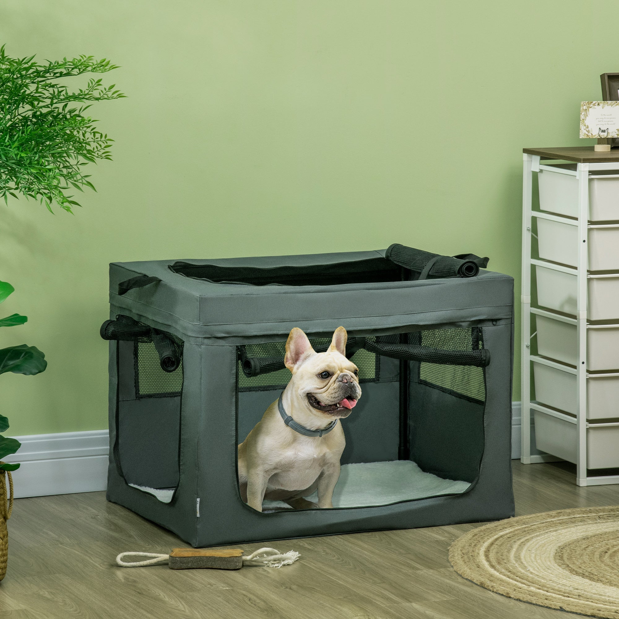 80cm Pet Carrier, with Cushion, for Small and Medium Dogs - Grey