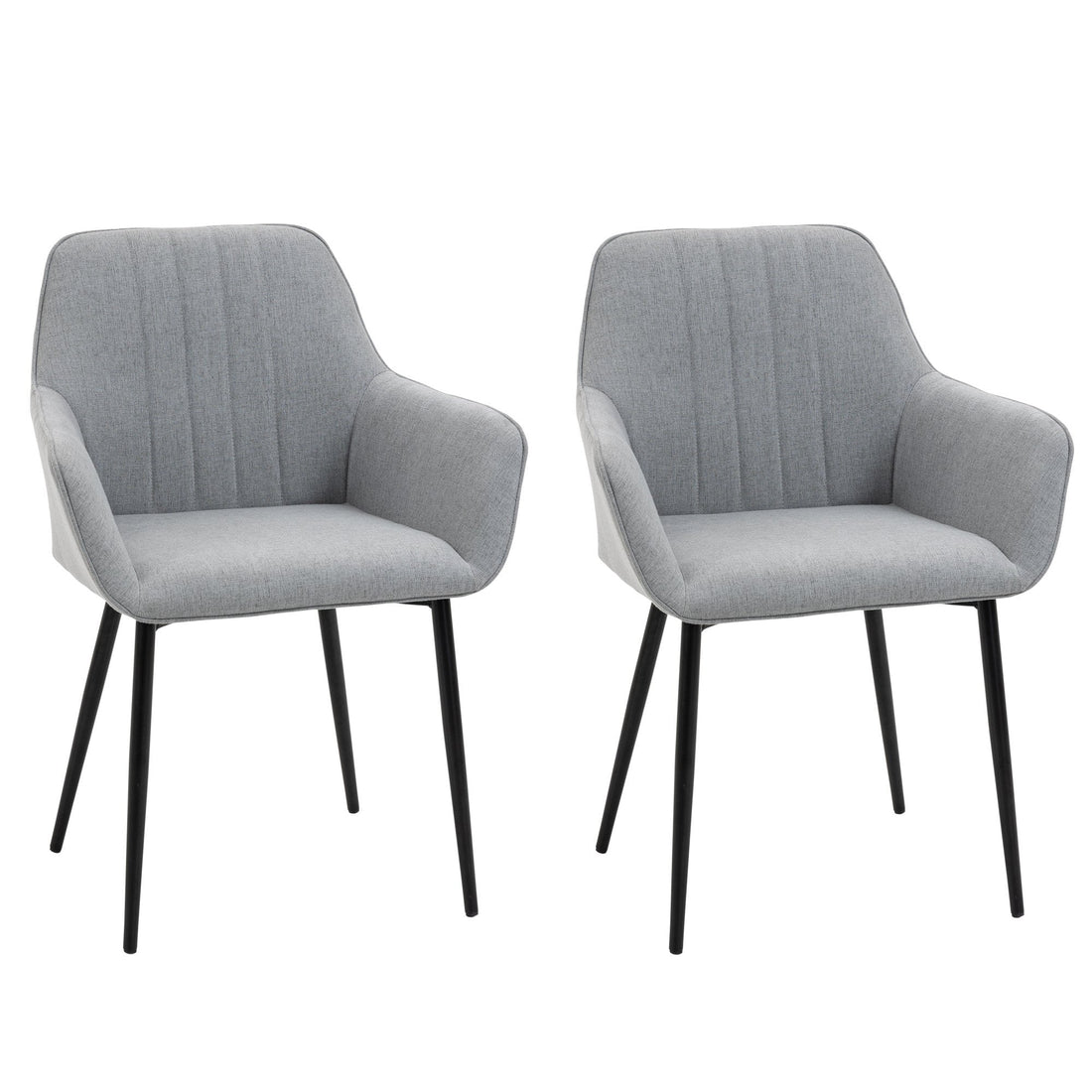 Dining Chairs Upholstered Linen Fabric Accent Chairs with Metal Legs, Set of 2, Light Grey