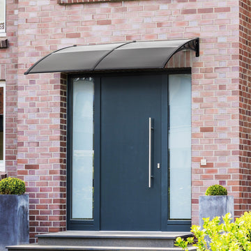 Door Canopy Awning Outdoor Window Rain Shelter Cover for Front/Back Door Porch Black 196 x 75cm