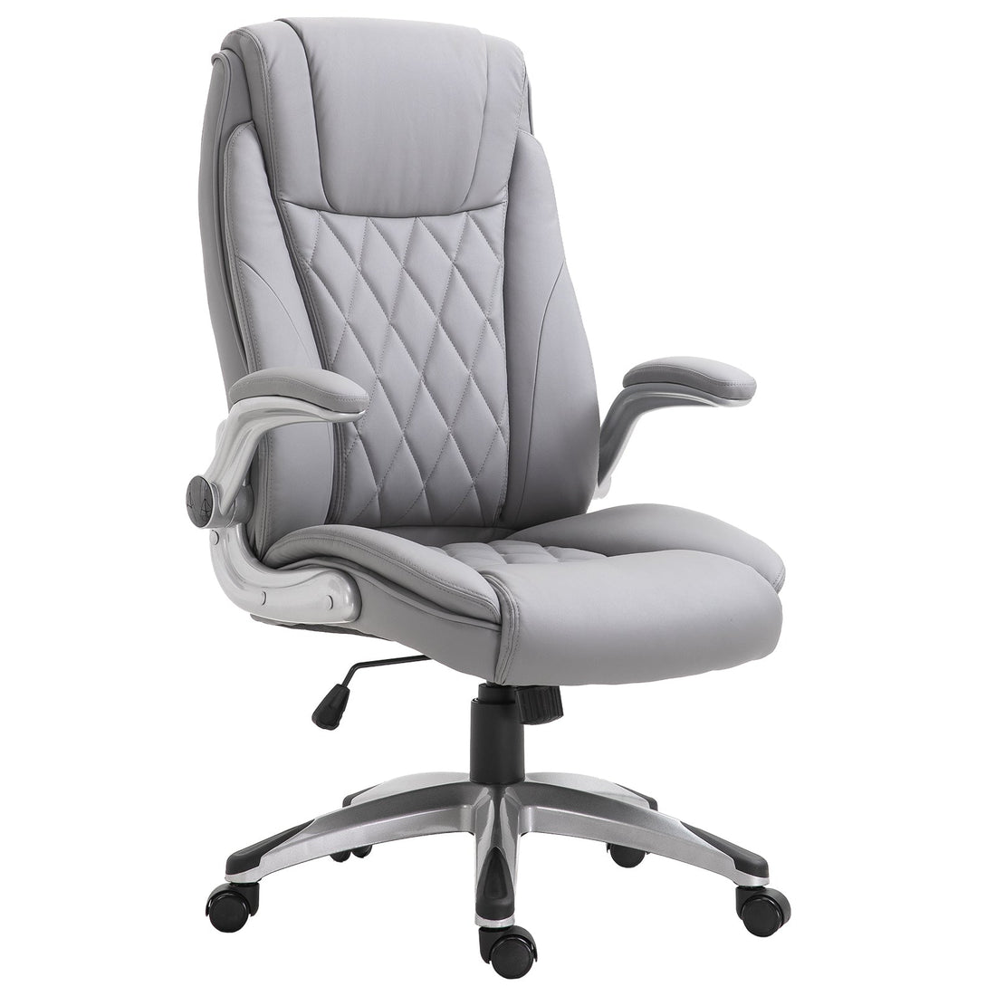 Faux Leather Executive Swivel Office Chair - Grey
