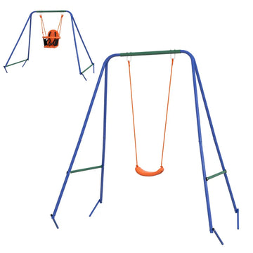 Two-In-One Toddler Garden Swing, with Comfortable Seat, Safety Belt - Orange and Blue