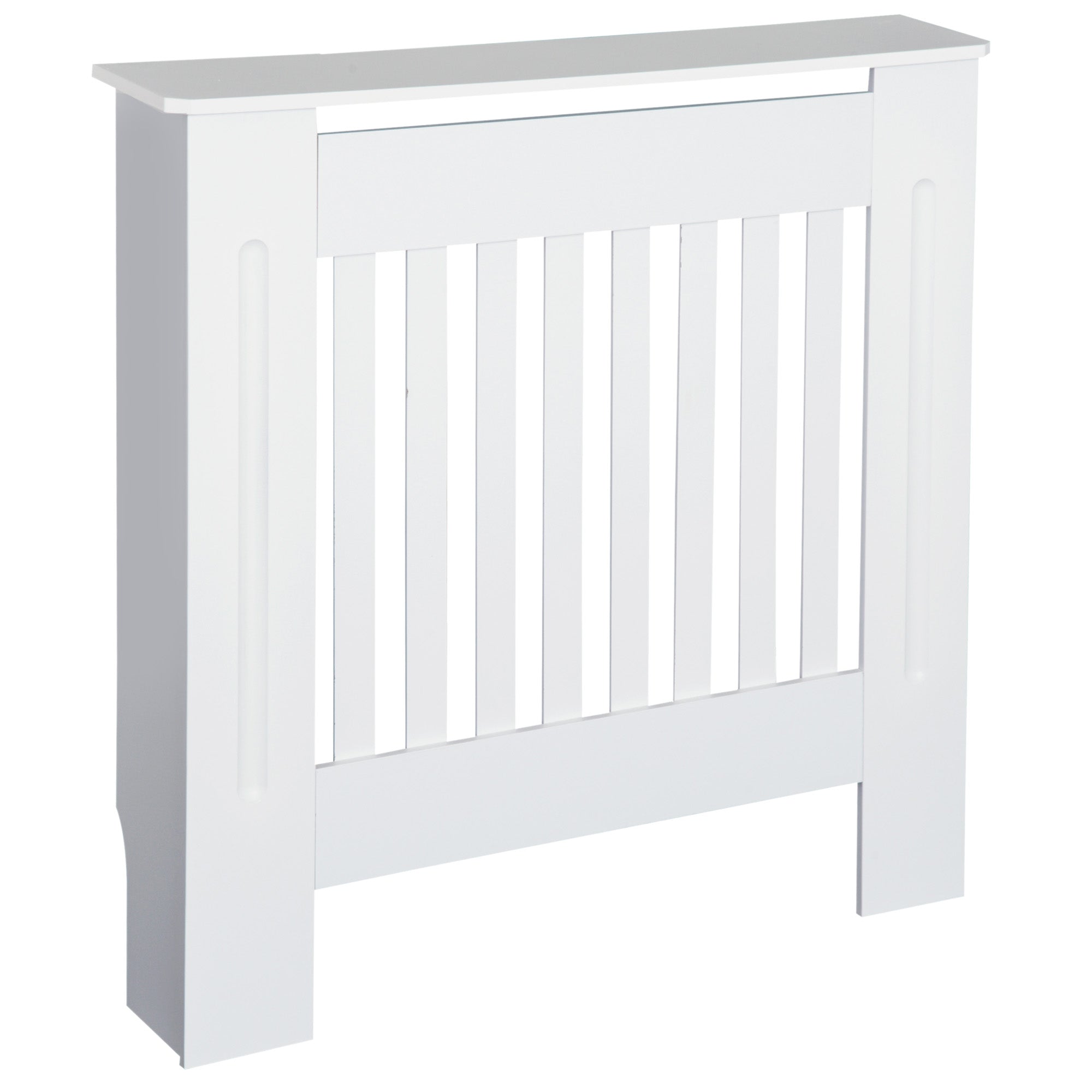MDF Radiator Cover Wooden Cabinet Shelving Home Office Vertical Slatted Vent White 78L x 19W x 81H